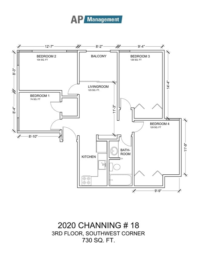 Floorplan - Channing Campus Apartments