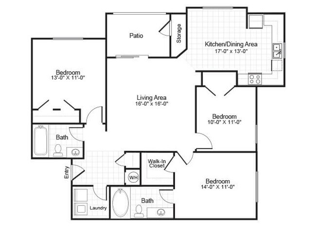 Floorplan - Falls Pointe at the Park Apartments