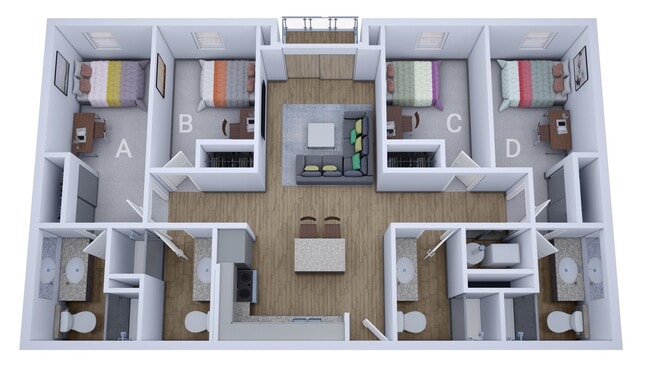 D5: 4BD | 4BA | 1125 SF - The Rowe