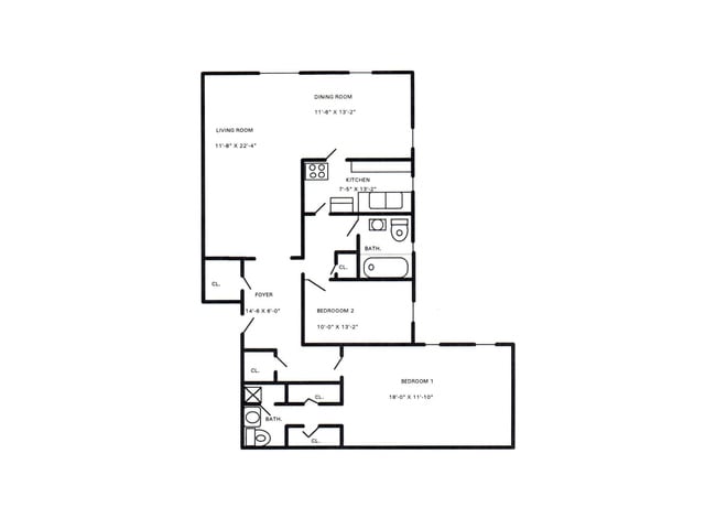 2 Bed | 2 Bath - Country Club Apartments
