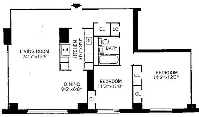 2BR/1BA - Harrison Park Towers