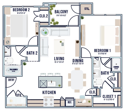 B2 | 1004 sq ft - Magnolia Park Apartments