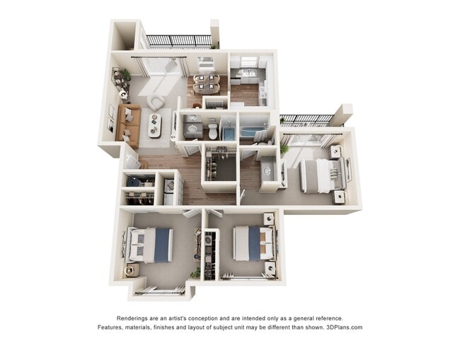 C1r Floor Plan | 3 Bedroom with 2 Bath | 1072 Square Feet | Scott Mountain | Apartment Homes - Scott Mountain