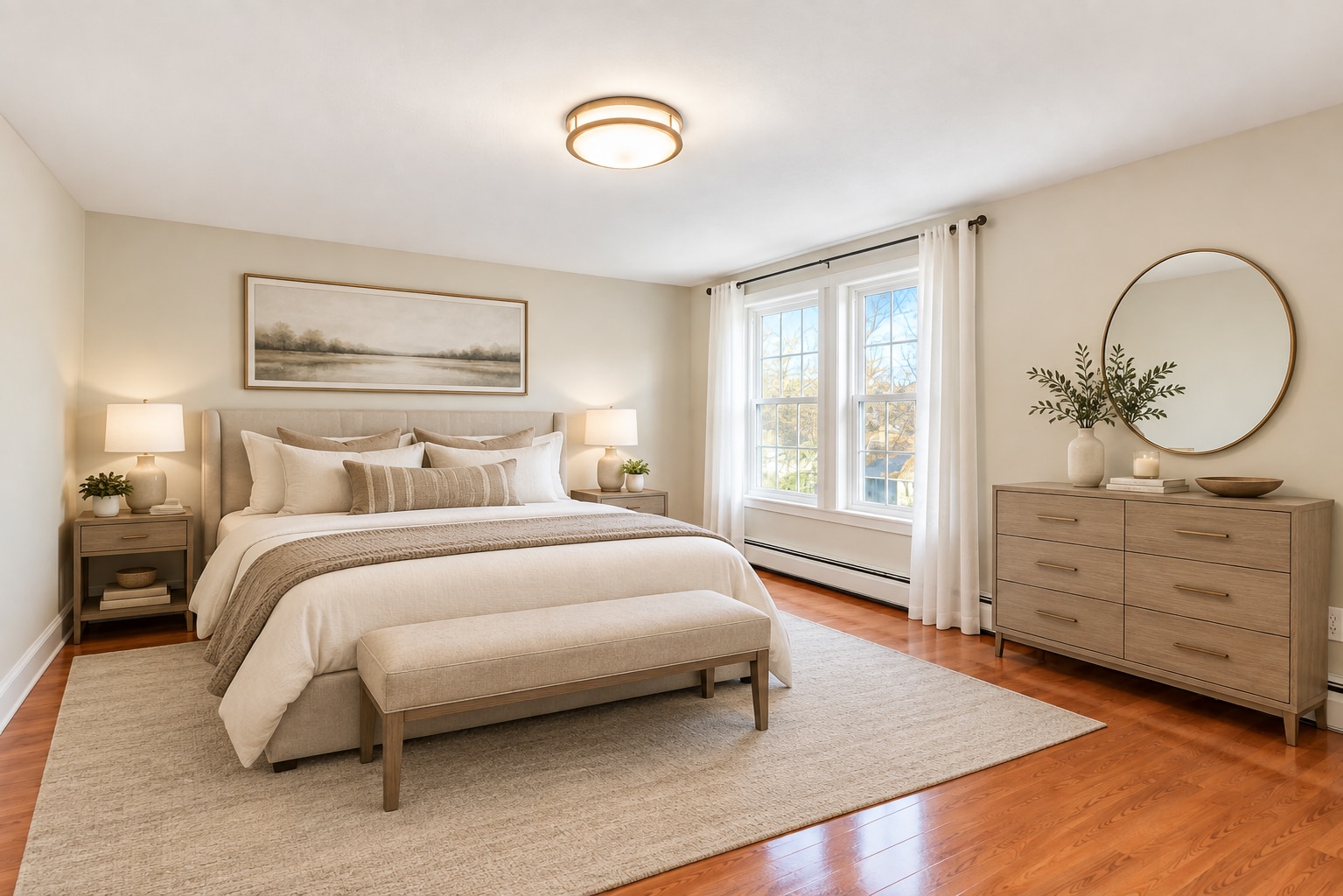 Spacious and inviting bedroom featuring warm hardwood flooring, neutral tones, and natural light. - 237 Johnson Ave