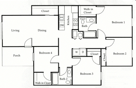 Four Bedroom - Canterbury House Apartments - Columbus