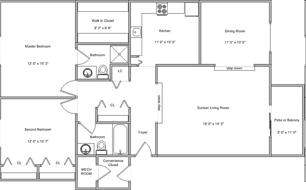 2BR/2BA - Meadowbrook Apartments