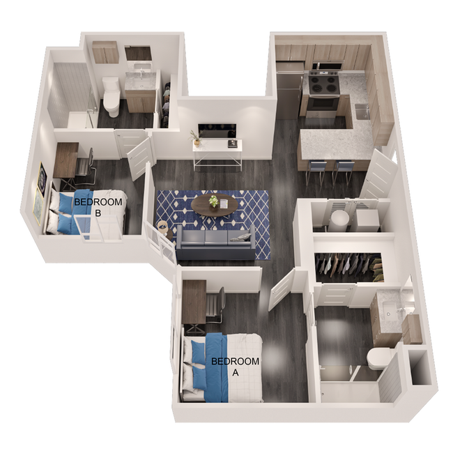 B1: 2-2-820 sf - Aspire Tucson: Off-Campus Student Housing