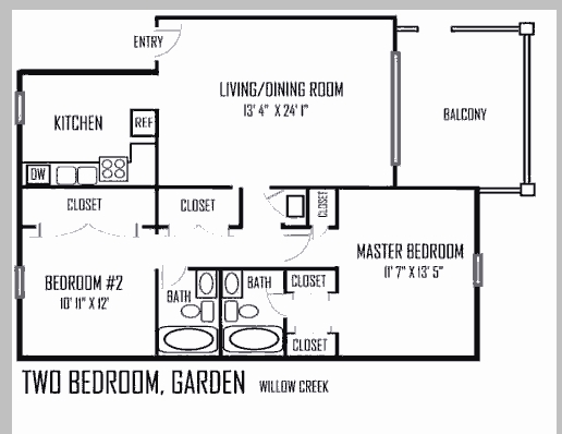 2BR/2BA - Willow Creek Apartments
