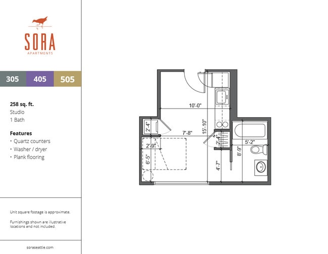 Units 305 & 405 - 258 SQFT - Sora Apartments