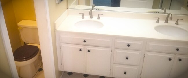 Primary Bathroom : vanity and separate commode space. - 18118 Flynn Dr