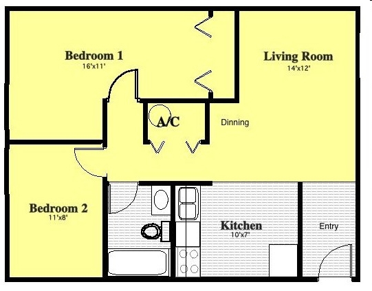 2BR/1BA - Campus Edge