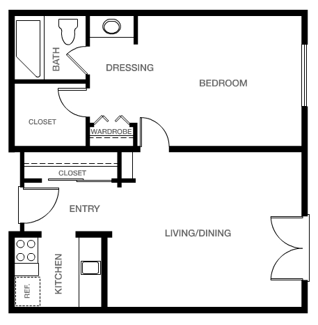 1BR/1BA - Emerald Court Apartments