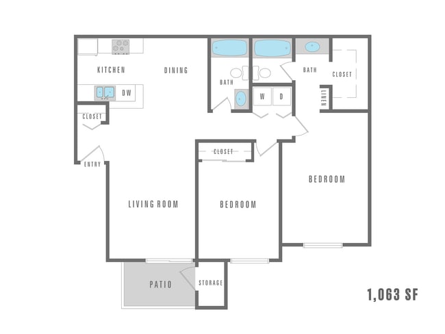 2 Bedroom 2 Bathroom 1,063 SF - Wood Ridge Villas