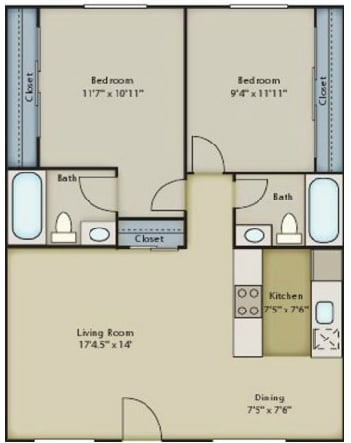2BR/2BA - Timberwood