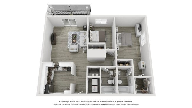 A 3D floor plan rendering of The Cypress. - POSTE Winter Park