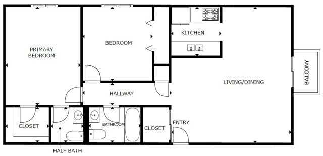 2 Bedroom, 1.5 Bathroom with Balcony - Maple Park Apartments