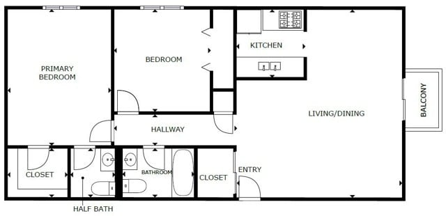 2 Bedroom, 1.5 Bathroom with Balcony - Maple Park