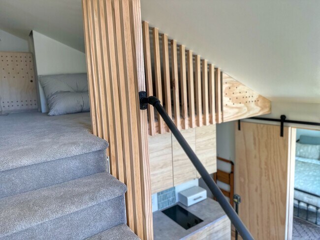 Walking up to the loft/ storage - 7044 McLaren Ave