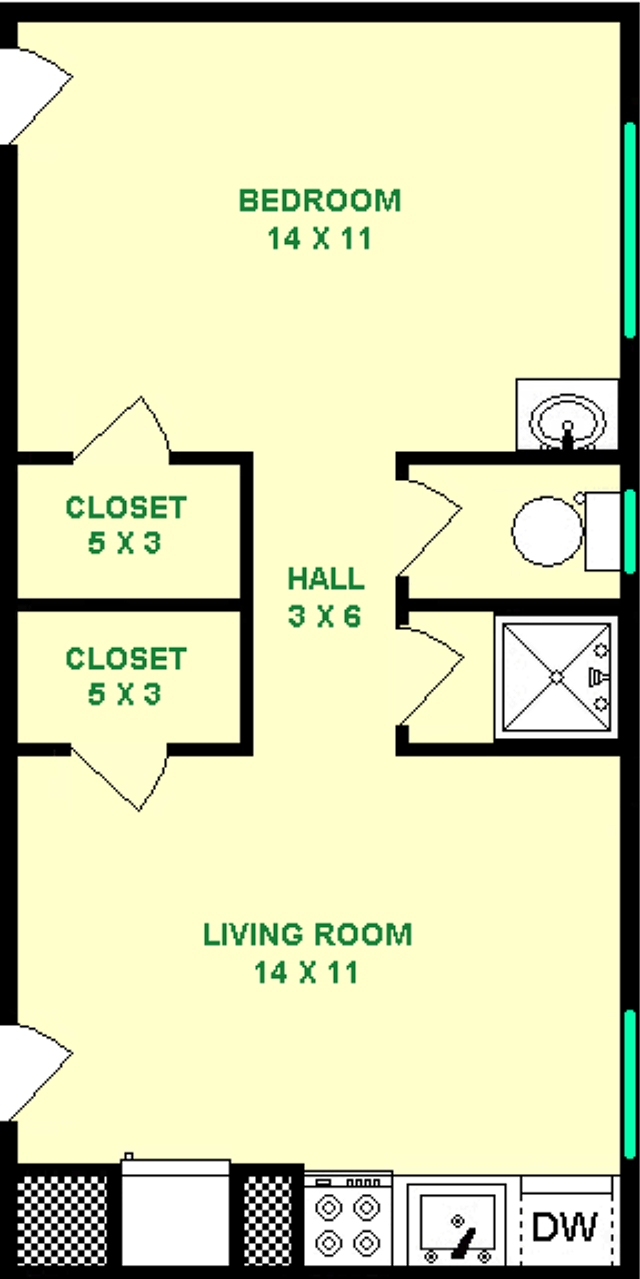 Roberts One Bedroom Floorplan - Dakota