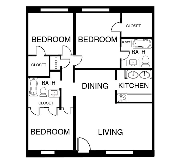 3BR/2BA - Tropicana Apartments