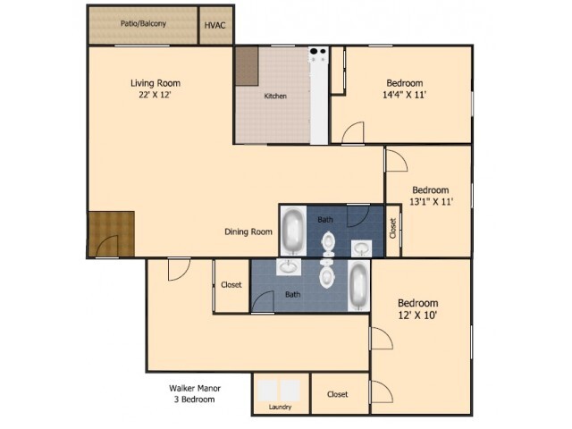 3 bedroom 2 bath - Walker Manor