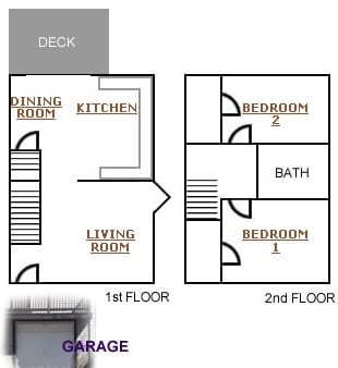 Townhouse layout - Riverview Apartments
