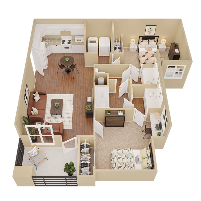 B1: 2BD | 1BA | 790 SF - Arches On The Lake Student Living