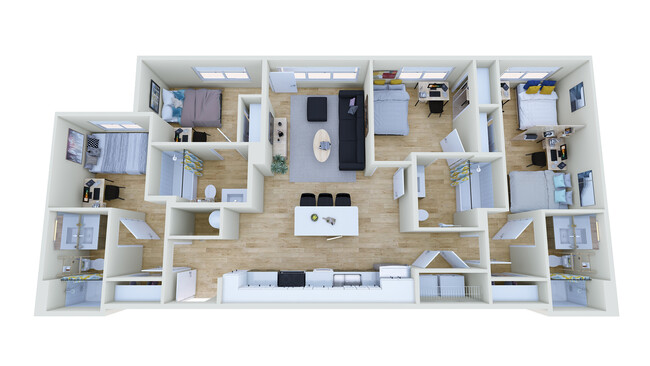 Beds A, B & C - Single | Bed D - Double - Identity Davis Student Apartments