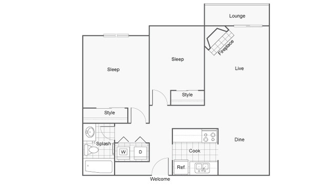 Two Bedroom, One Bath - The BLVD