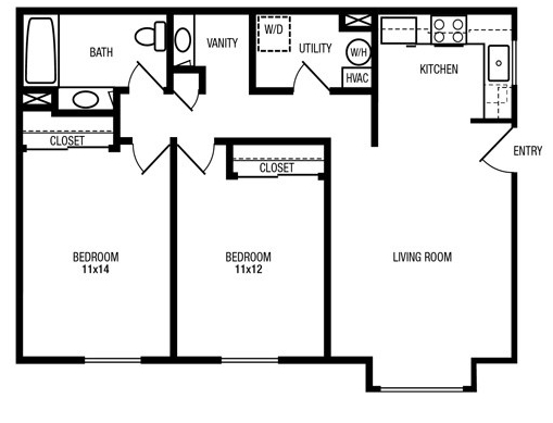 2BR/1BA - Glacier Point Apartments