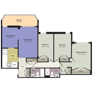3 Bedroom (C2) - Trillium Apartments