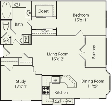 1BR/1BA - The Carlton