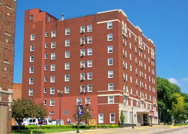View from the southwest across Main Street - Lincoln Douglas Apartments