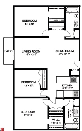 3BR/2BA - Geneva Place Apartments