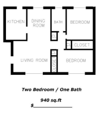 2BR/1BA - Town & Country Apartments