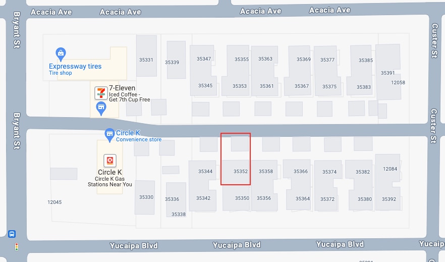 Street Map Area View - 35352 Yucaipa Blvd