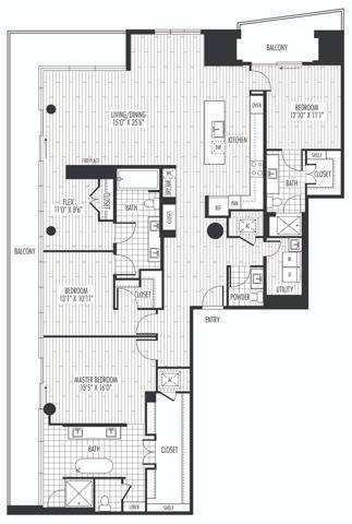 PH3 Floor Plan - The Residences at La Colombe d'Or
