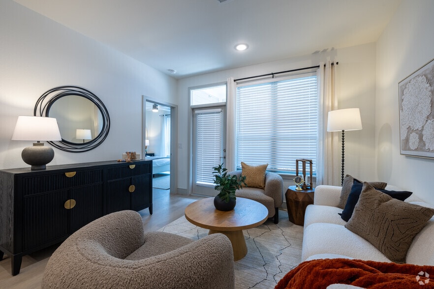 C1 3BR, 2BA - 1,214SF - Living Room - Dakota at Hillcroft