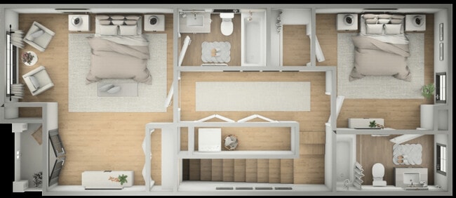 Three Bedroom Village Home Upstairs Floor Plan - Rush River Commons