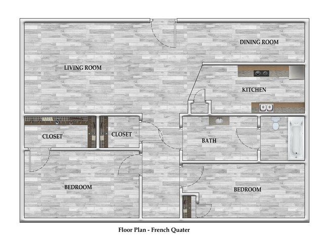 french q 1 bed 1 bath.jpg - French Quarter Apartments