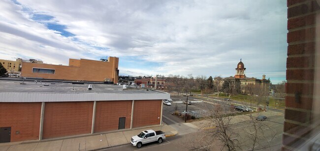 view from balcony looking to 1st Ave. N. and courthouse - 503 1st Ave N