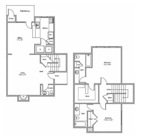 B4 2x2.5 bath 1335 sqft - Oaks of Westchase