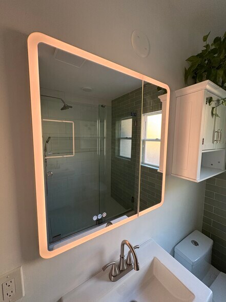 gorgeous new bathroom with LED medicine cabinet - 7872 Michigan Ave