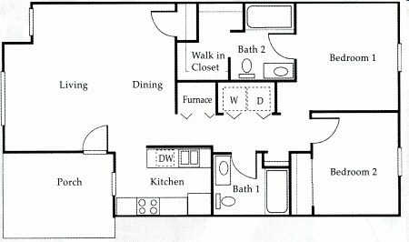 Two Bedroom - Canterbury House Apartments - Columbus