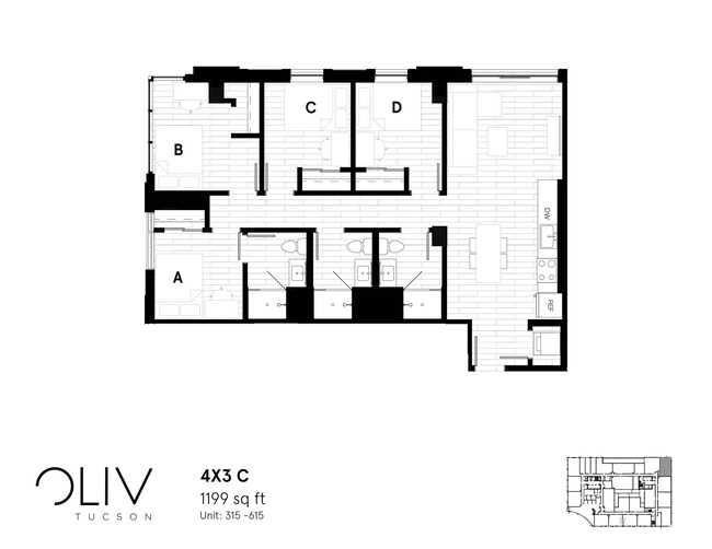 Four Bedroom Floor Plan - oLiv Tucson