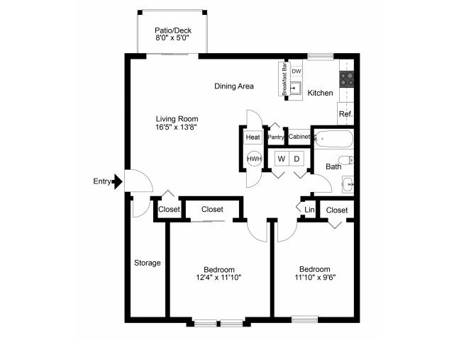 Two bedroom floor plan - Willow Ridge Village Apartments