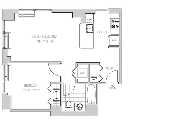 1BR/1BA- Residence F - The Maximilian