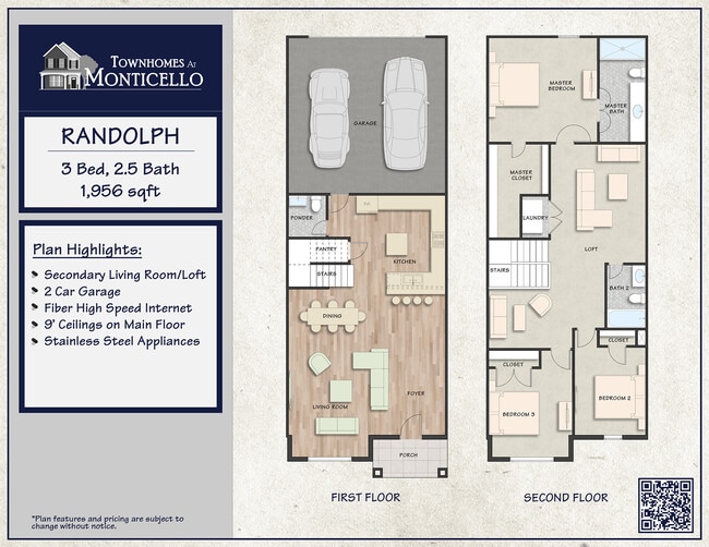Randolph Floor Plan - 1,956 SqFt - The Townhomes at Monticello