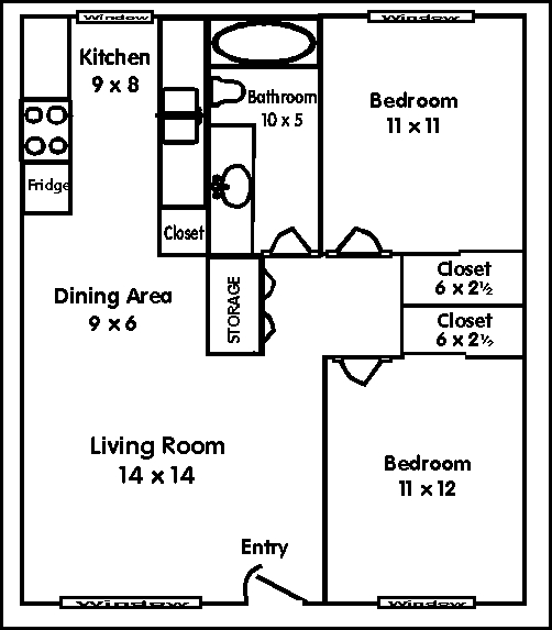 2BR/1BA - Park East Apartments