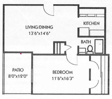 A1 One Bedroom One Bath - Villa Rosita Apartments